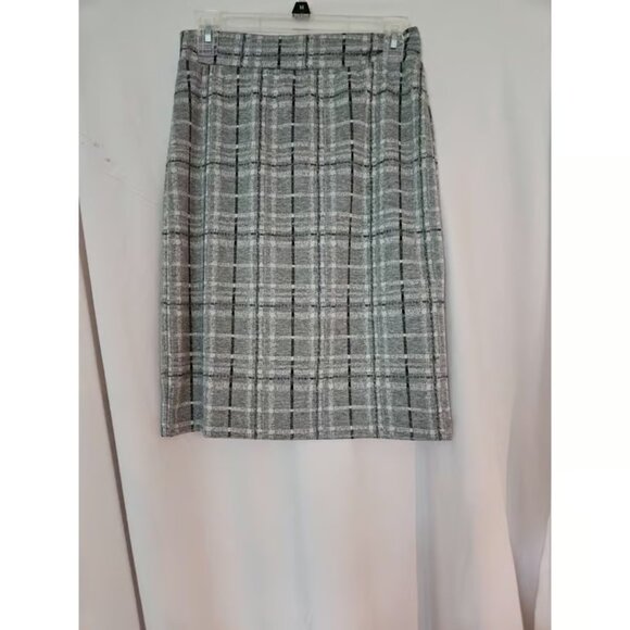 Renee C Gray Black White Plaid Pencil Skirt Med - Picture 1 of 3